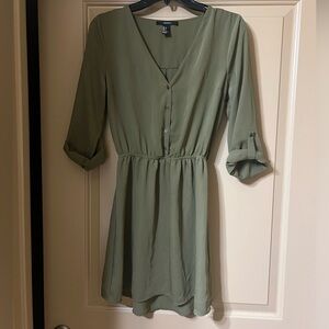 Forever 21 Olive Green V-Neck Midi Dress